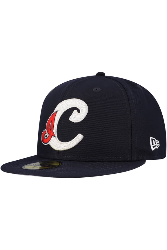 Men's New Era Navy Cleveland Indians Cooperstown Collection Duo Logo 2.0 59FIFTY Fitted Hat