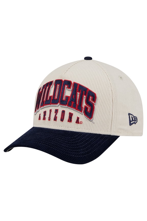 Men's New Era Navy/Cream Arizona Wildcats Arch Two-Tone Corduroy 9FORTY A-Frame Adjustable Hat