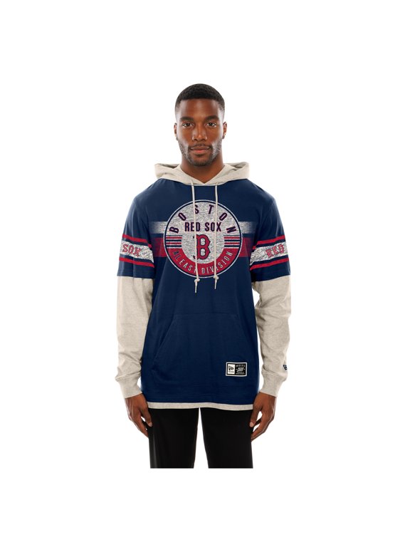Men's New Era Navy/Cream Boston Red Sox Throwback Twofer Hoodie