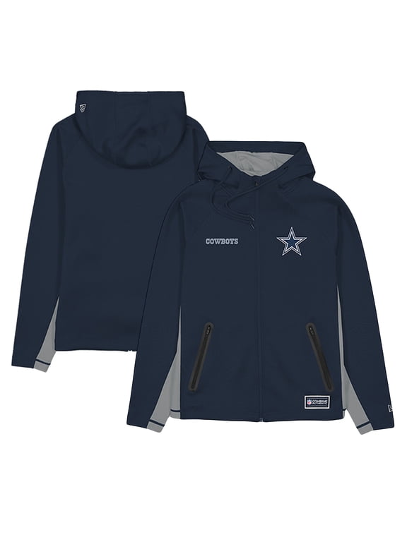 Men's New Era Navy Dallas Cowboys Combine Authentic Raglan Scuba Full-Zip Hoodie