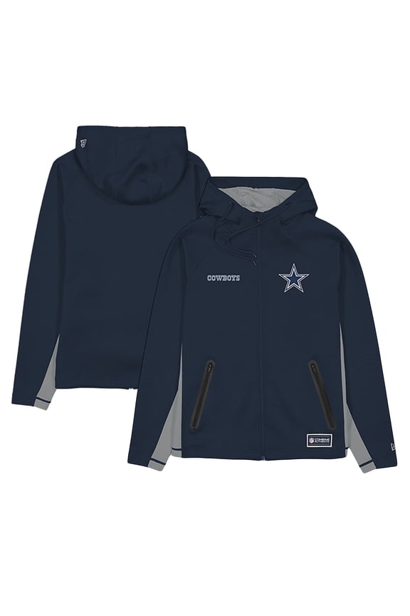 Men's New Era Navy Dallas Cowboys Combine Authentic Raglan Scuba Full-Zip Hoodie