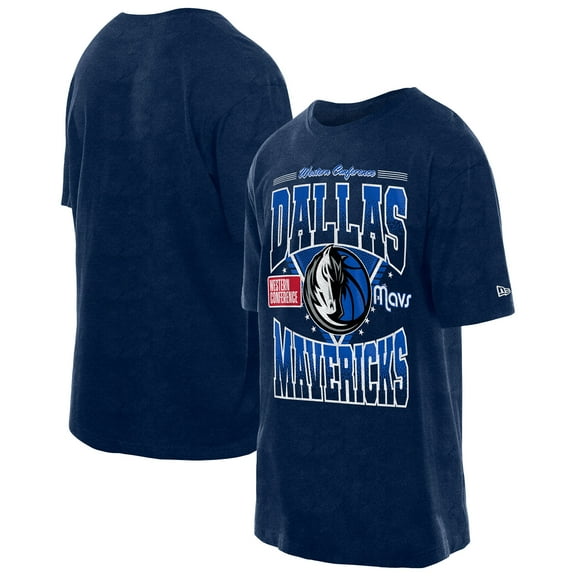 Men's New Era Navy Dallas Mavericks Boxy Old School Sport Vintage Wash T-Shirt