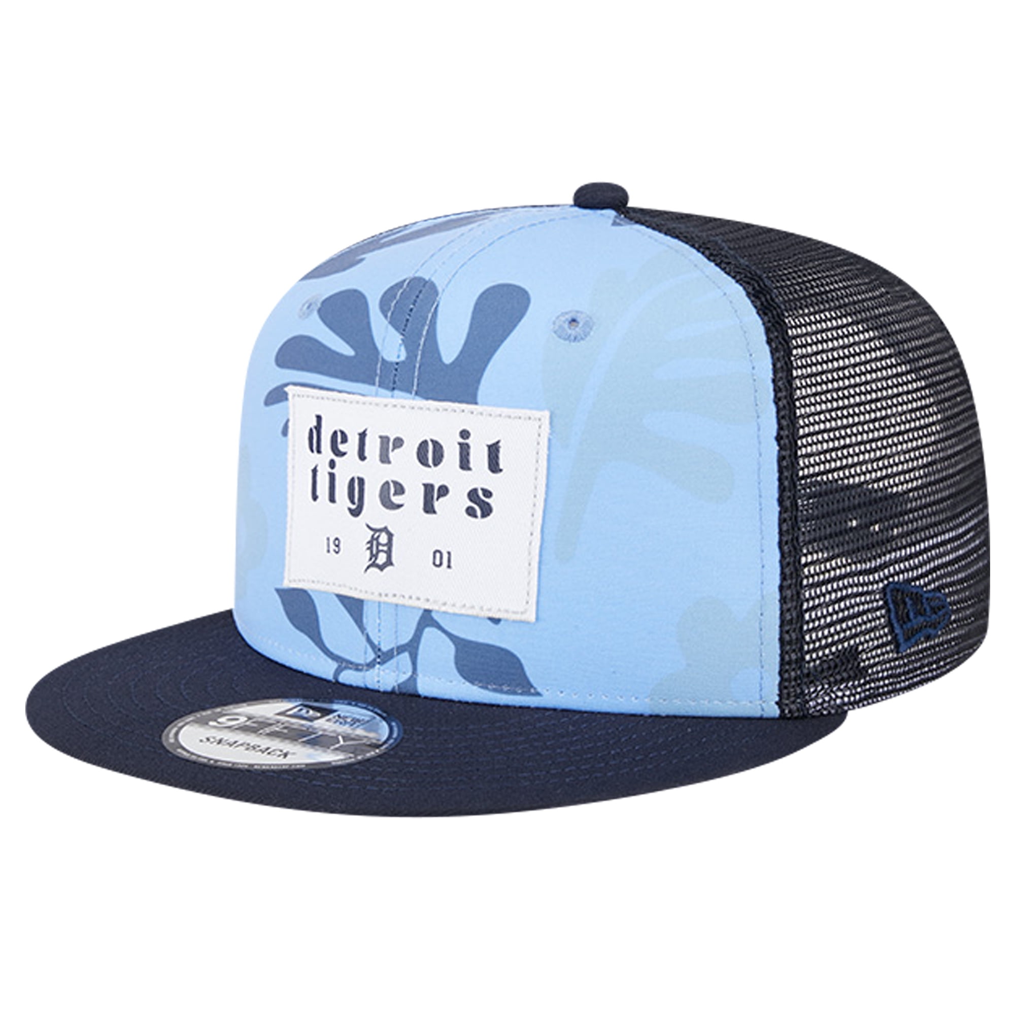 New Era Detroit Lions Camo Trucker Hat – Alternate Logo Snapback, Mesh Panels, Structured Crown, Vintage Style