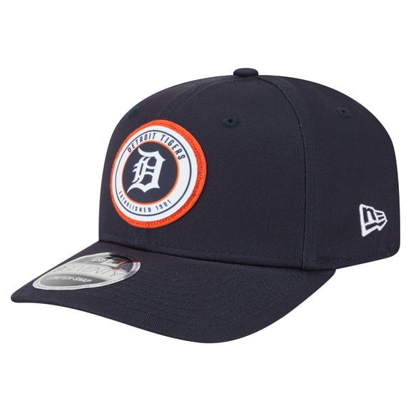 Men's New Era Navy Detroit Tigers Circle Patch 9SEVENTY Stretch-Snap Hat