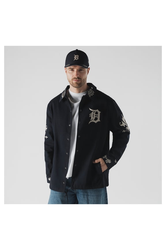 Men's New Era Navy Detroit Tigers Coaches Full-Snap Jacket