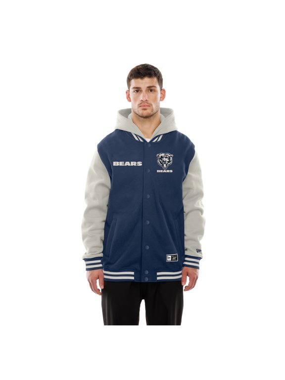Men's New Era Navy/Gray Chicago Bears Full-Snap Fleece Hooded Jacket