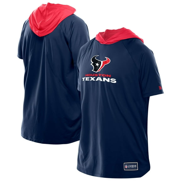 Men's New Era Navy Houston Texans Combine Authentic Hooded Raglan Short-Sleeve T-Shirt