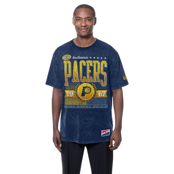 Men's New Era  Navy Indiana Pacers Oversized Throwback Collection Mineral Wash T-Shirt