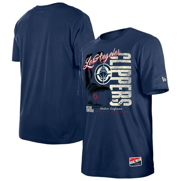 Men's-New Era  Navy LA Clippers Distressed Throwback Vintage Color Pack T-Shirt