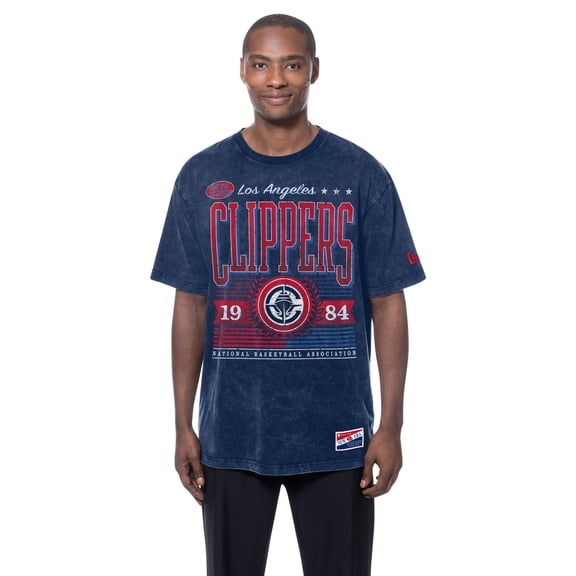 Men's New Era  Navy LA Clippers Oversized Throwback Collection Mineral Wash T-Shirt