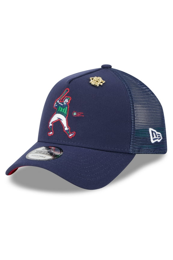 Men's New Era Navy Milwaukee Brewers 2025 Big League Chew A-Frame 9FORTY Adjustable Trucker Hat