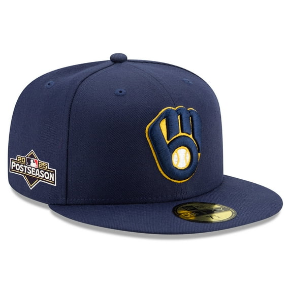 Men's New Era Navy Milwaukee Brewers 2025 MLB Postseason Side Patch 59FIFTY Fitted Hat