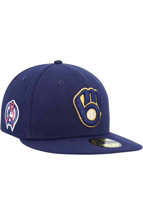 Men's New Era Navy Milwaukee Brewers 9/11 Memorial Side Patch 59FIFTY Fitted Hat