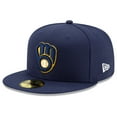 thumbnail image 1 of Men's New Era Navy Milwaukee Brewers Home Authentic Collection On-Field 59FIFTY Fitted Hat, 1 of 5