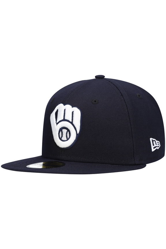 Men's New Era Navy Milwaukee Brewers White Logo 59FIFTY Fitted Hat