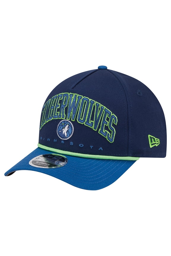 Men's New Era  Navy Minnesota Timberwolves Bold Arch COOLERA 9FORTY A-Frame M-Crown Adjustable Hat