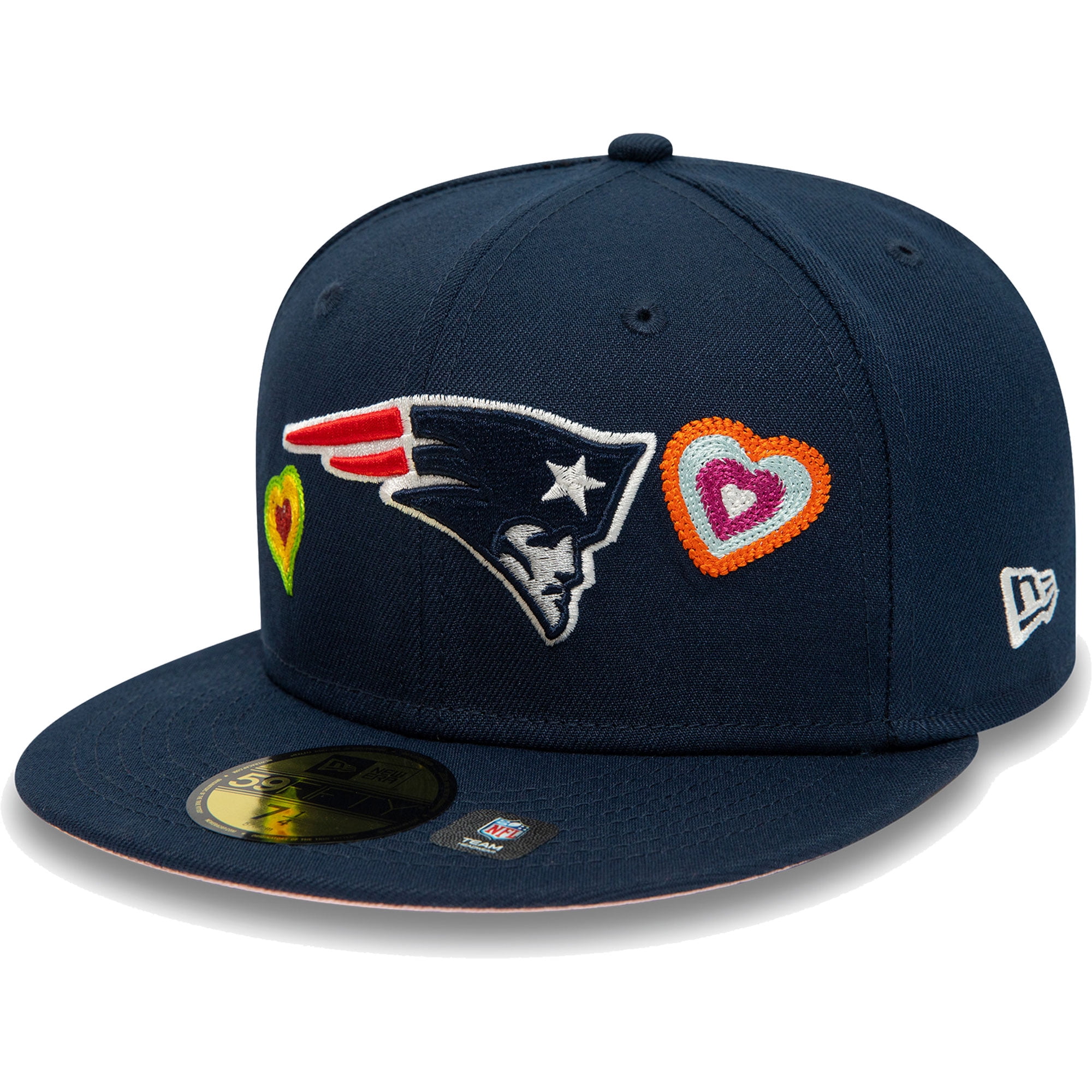 Men's New Era Navy New England Patriots Chain Stitch Heart 59FIFTY