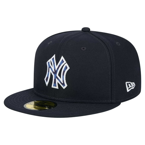 Men's New Era Navy New York Yankees Checkered Undervisor 59FIFTY Fitted Hat
