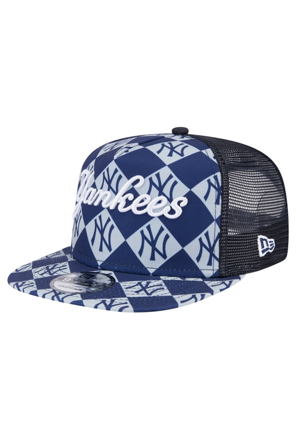 Men's New Era Navy New York Yankees Seeing Diamonds A-Frame Trucker 9FIFTY Snapback Hat