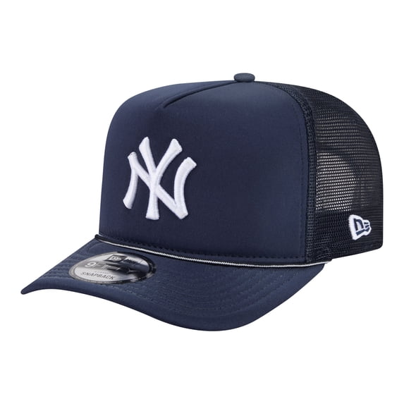 Men's New Era Navy New York Yankees Worn A-Frame 9FIFTY Trucker Snapback Hat
