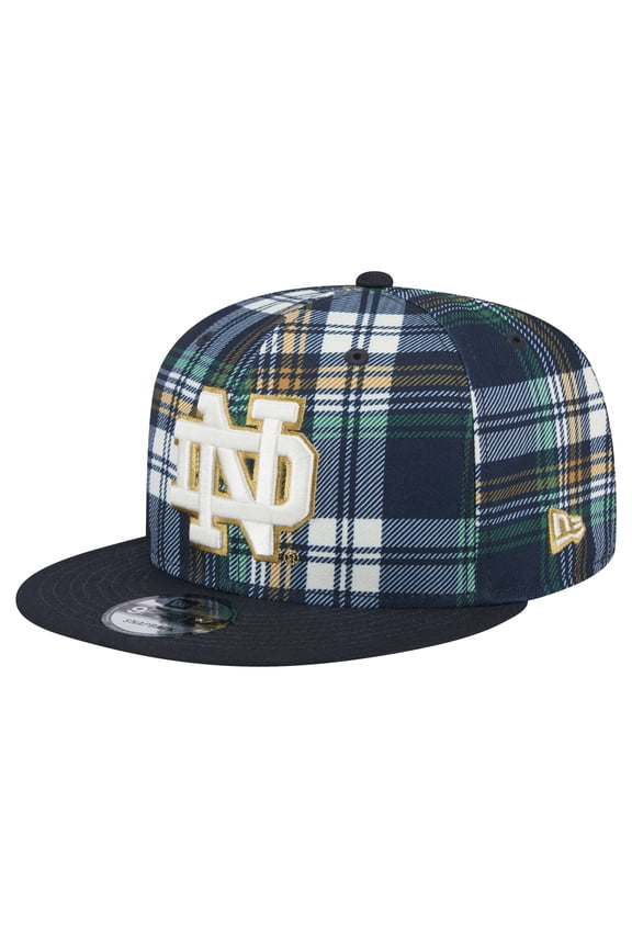 Men's New Era Navy Notre Dame Fighting Irish Plaid 9FIFTY Snapback Hat