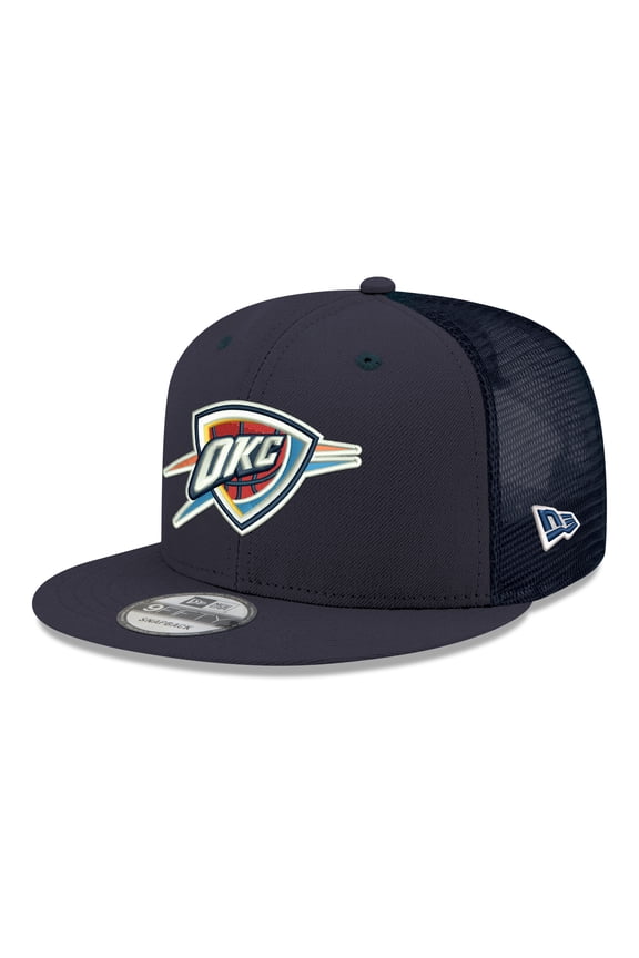 Men's New Era Navy Oklahoma City Thunder Core Logo Meshback 9FIFTY Snapback Hat