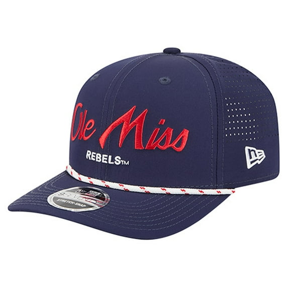 Men's New Era Navy Ole Miss Rebels Script Performance Rope 9SEVENTY Adjustable Hat