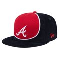 thumbnail image 1 of Men's New Era Navy/Red Atlanta Braves Retro Split Corduroy Snapback Hat, 1 of 5