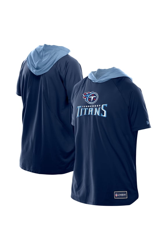 Men's New Era  Navy Tennessee Titans Combine Authentic Hooded Raglan Short-Sleeve T-Shirt