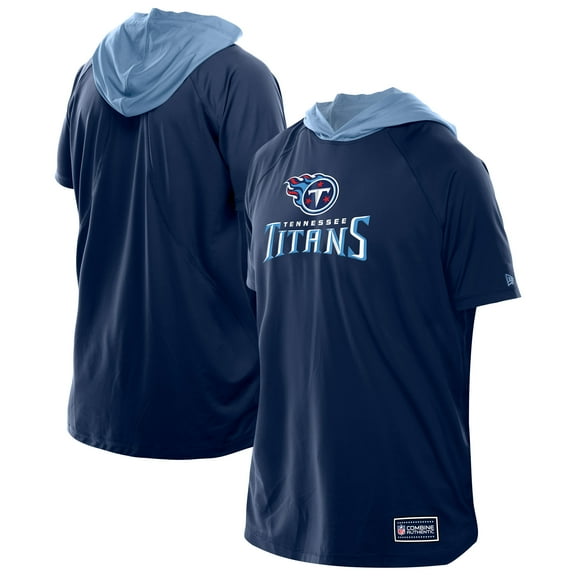 Men's New Era Navy Tennessee Titans Combine Authentic Hooded Raglan Short-Sleeve T-Shirt