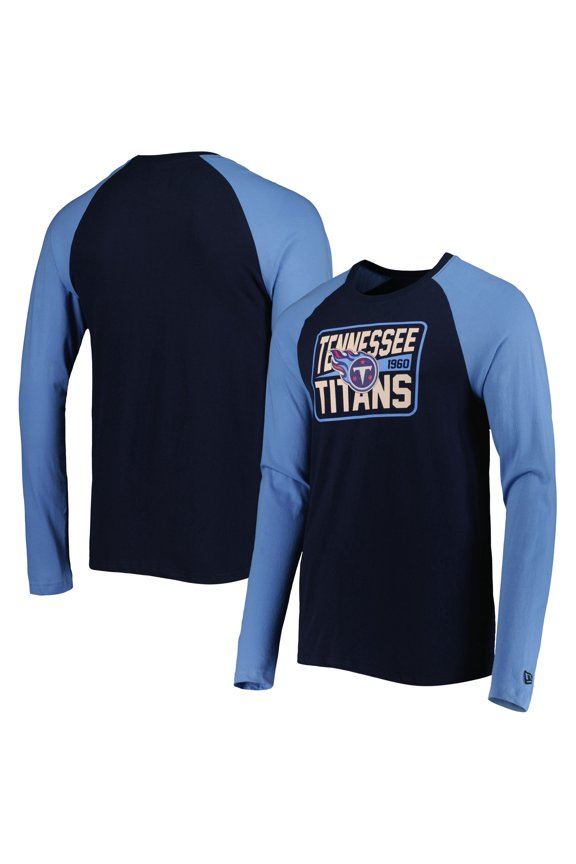 Men's New Era Navy Tennessee Titans Current Raglan Long Sleeve T-Shirt