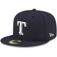 thumbnail image 1 of Men's New Era Navy Texas Rangers White Logo 59FIFTY Fitted Hat, 1 of 5
