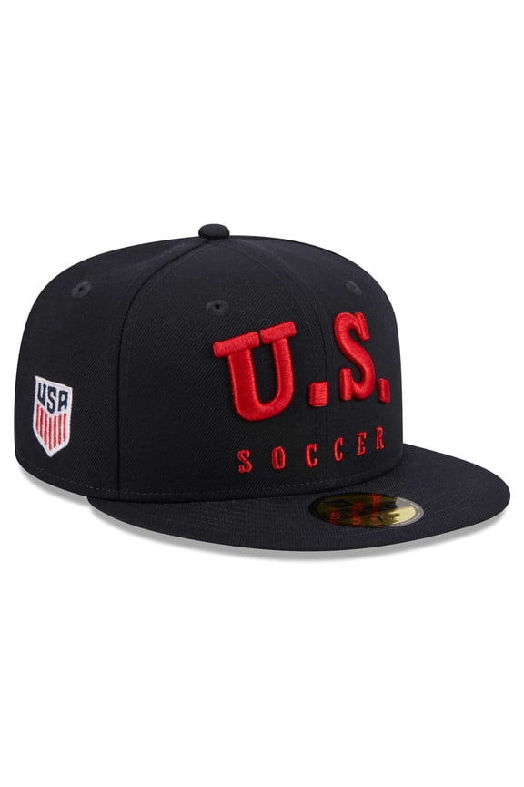 Men's New Era Navy USMNT Text 59FIFTY Fitted Hat