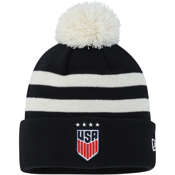 Men's New Era Navy USWNT Team Cuffed Knit Hat with Pom