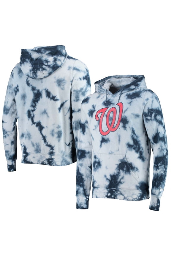 Men's New Era Navy Washington Nationals Tie-Dye Pullover Hoodie