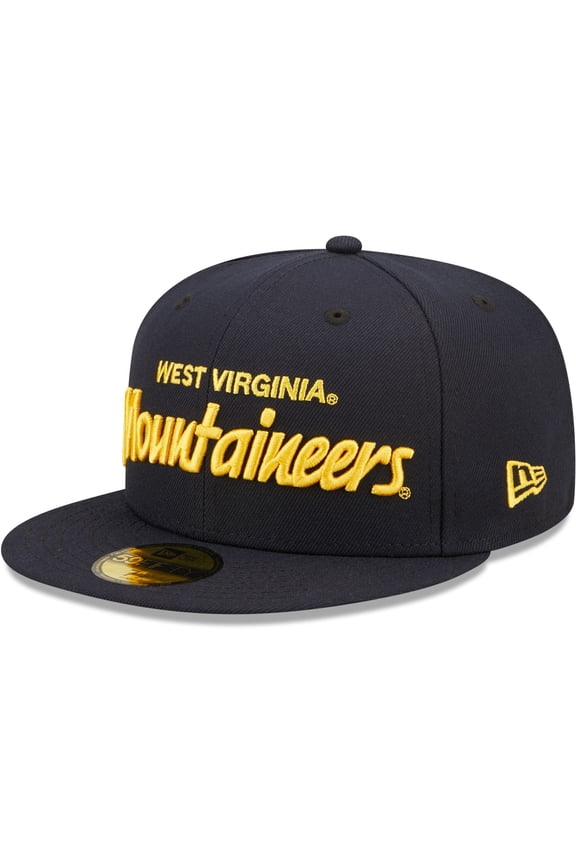 Men's New Era Navy West Virginia Mountaineers Script Original 59FIFTY Fitted Hat