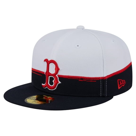 Men's New Era Navy/White Boston Red Sox Paint Stroke 59FIFTY-Fitted Hat