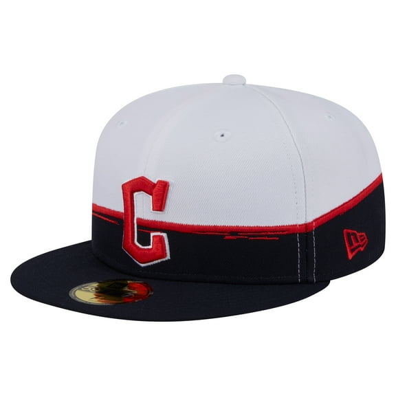 Men's New Era Navy/White Cleveland Guardians Paint Stroke 59FIFTY-Fitted Hat