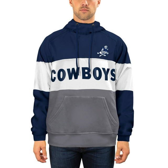 Men's New Era Navy/White Dallas Cowboys Fleece Retro Joe Pullover ...