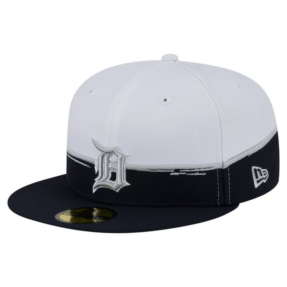 Men's New Era Navy/White Detroit Tigers Paint Stroke 59FIFTY-Fitted Hat