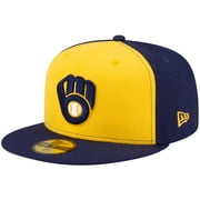 Mens New Era Navy/Yellow Milwaukee Brewers Alternate Authentic Collection On-Field 59FIFTY Fitted Hat