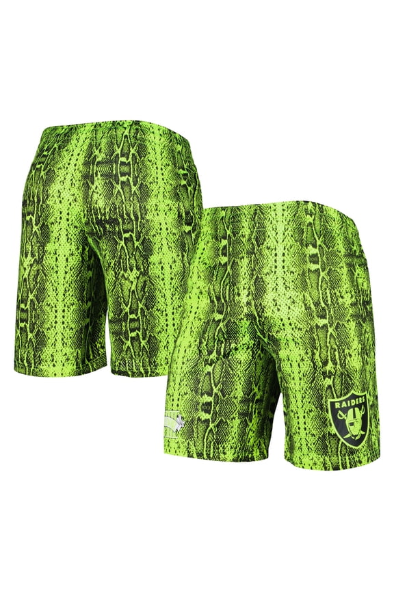 Men's New Era Neon Green Las Vegas Raiders Summer Pop Shorts