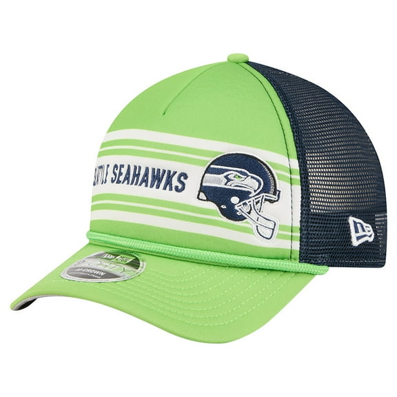 Men's New Era Neon Green Seattle Seahawks Linear A-Frame 9FORTY Adjustable Hat