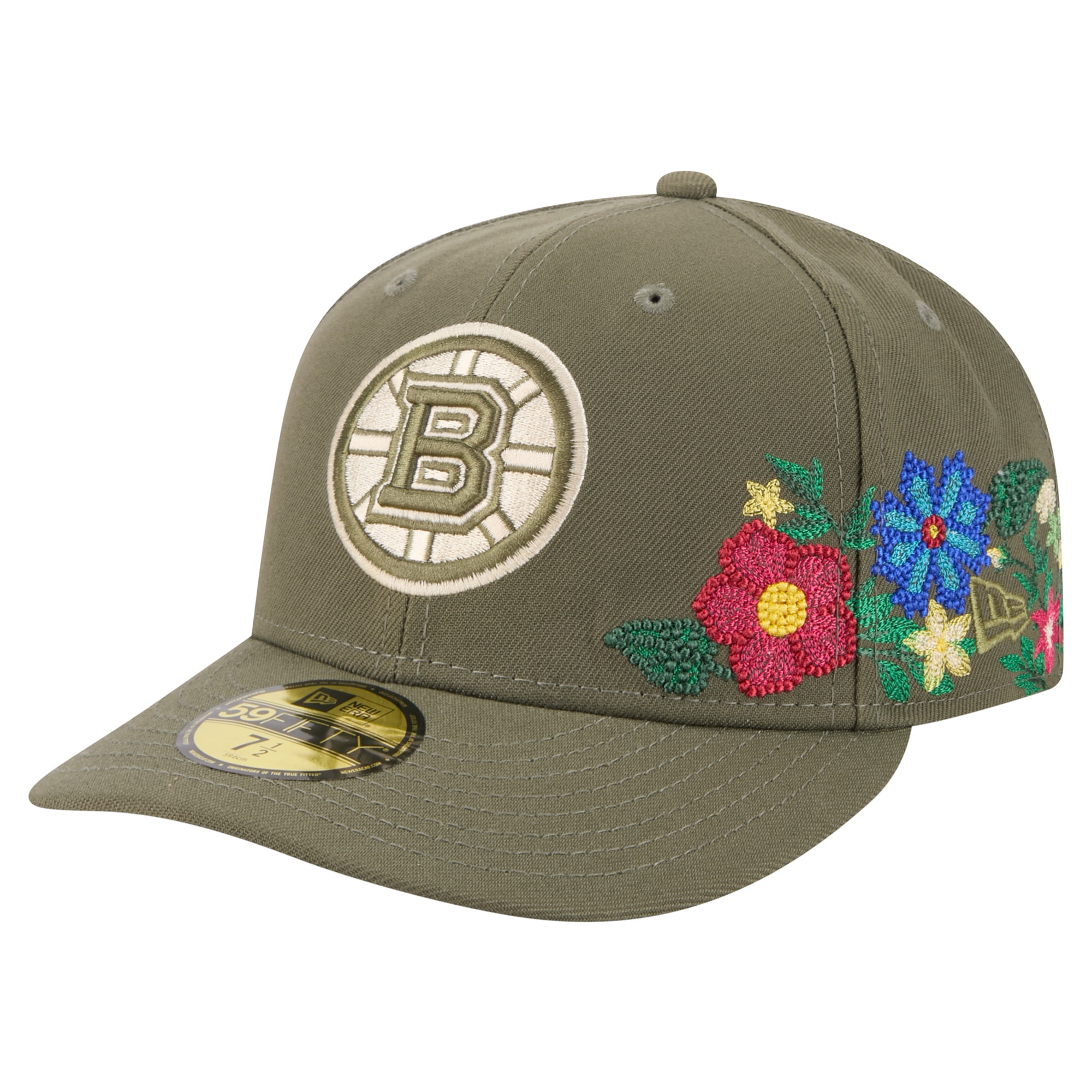 Men's New Era Olive Boston Bruins Tonal Florals 59FIFTY Fitted Hat ...