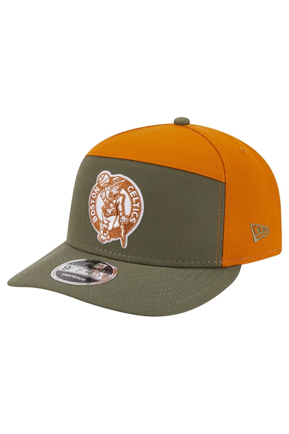 Men's New Era  Olive/Burnt Orange Boston Celtics Two-Tone Color Pack Split Panel 9FIFTY Adjustable Hat