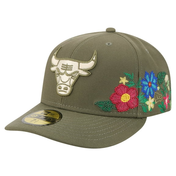Men's New Era Olive Chicago Bulls Tonal Florals 59FIFTY Fitted Hat
