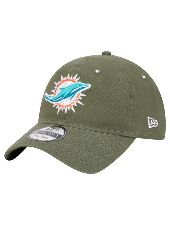 Men's New Era Olive Miami Dolphins Main 9TWENTY Adjustable Hat