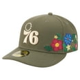 thumbnail image 1 of Men's New Era Olive Philadelphia 76ers Tonal Florals 59FIFTY Fitted Hat, 1 of 5