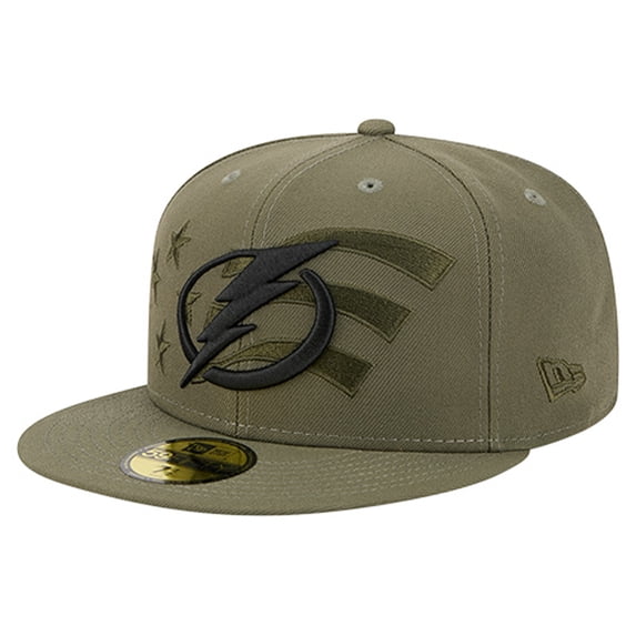 Men's New Era Olive Tampa Bay Lightning Military Appreciation Flag 59FIFTY Fitted Hat