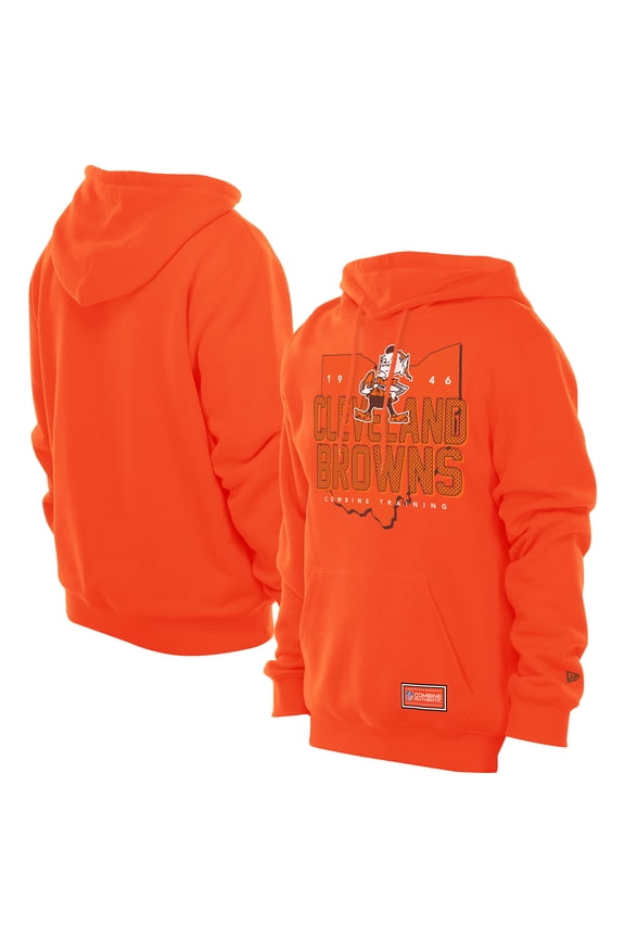 Men's New Era Orange Cleveland Browns Combine Authentic Local State Throwback Hoodie